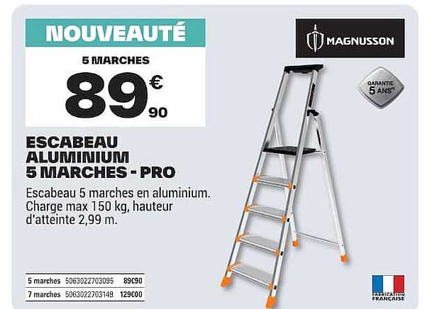 ESCABEAU ALUMINIUM 5 MARCHES - PRO