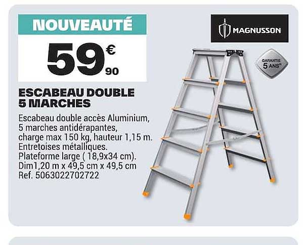 ESCABEAU DOUBLE 5 MARCHES