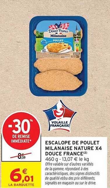 ESCALOPE DE POULET MILANAISE NATUR X4 DOUCE FRANCE(2)
