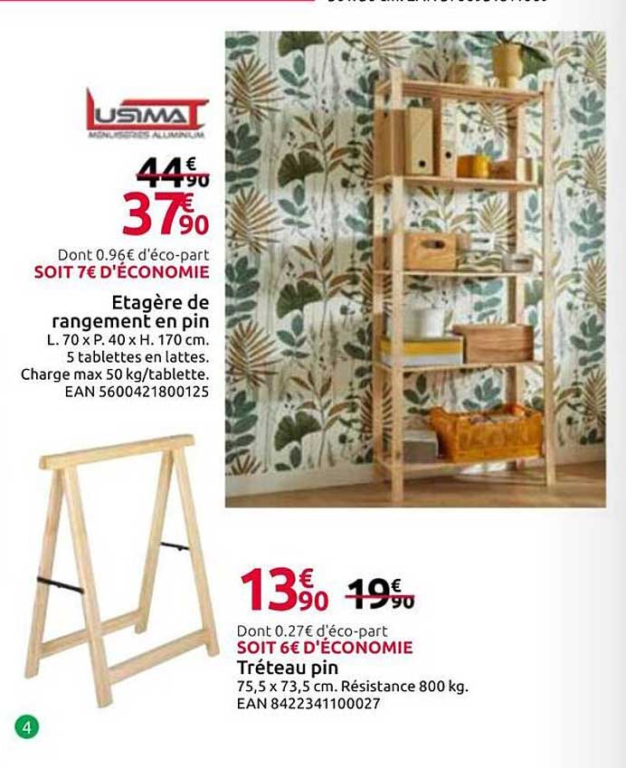 Etagère de rangement en pin