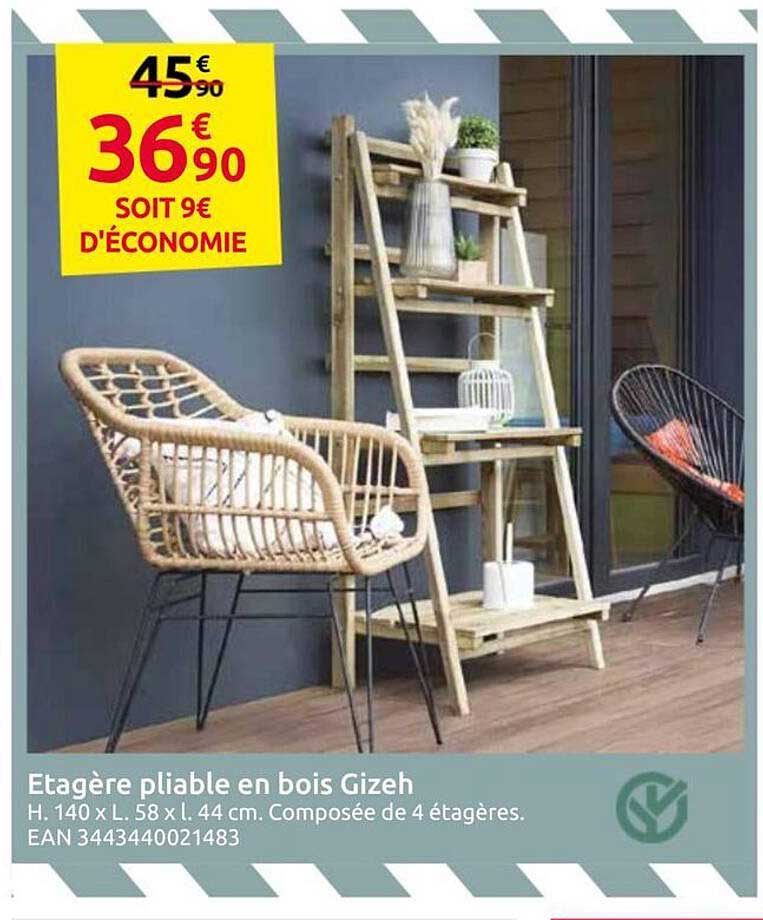 Etagère pliable en bois Gizeh