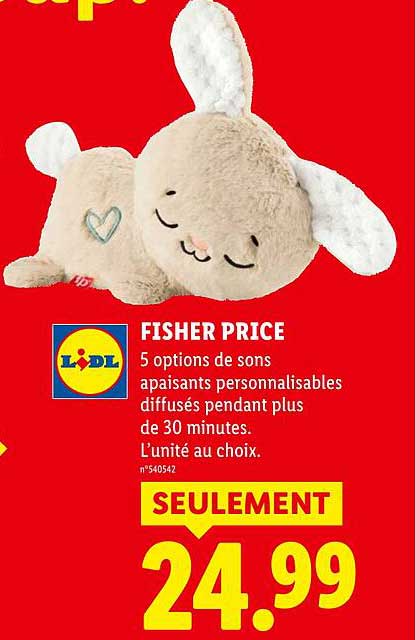 FISHER PRICE 5 options de sons apaisants personnalisables diffusés pendant plus de 30 minutes. L’unité au choix.