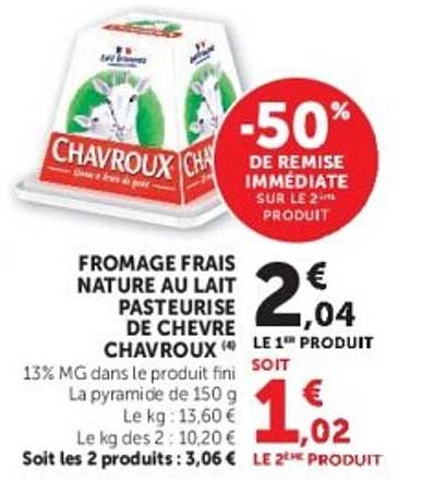 FROMAGE FRAIS NATURE AU LAIT PASTEURISÉ DE CHÈVRE CHAVROUX