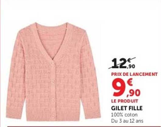 GILET FILLE 100% coton Du 3 au 12 ans