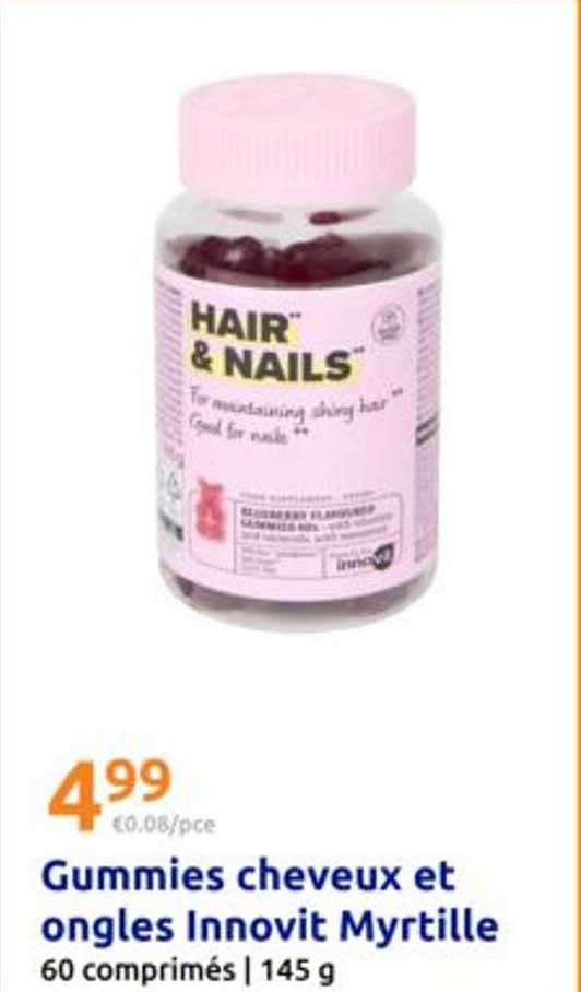 Gummies cheveux et ongles Innovit Myrtille