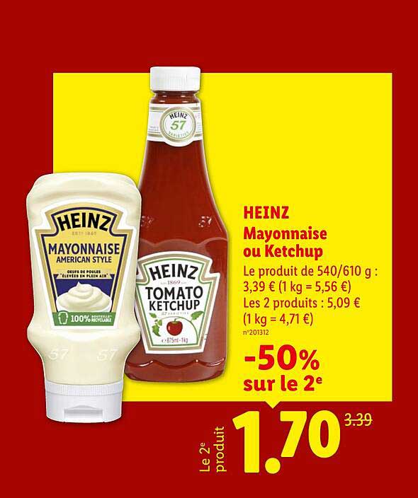 HEINZ Mayonnaise ou Ketchup