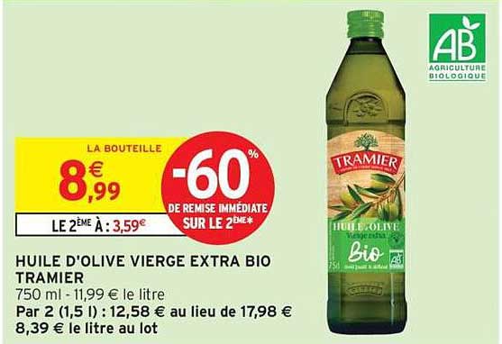 HUILE D'OLIVE VIERGE EXTRA BIO TRAMIER