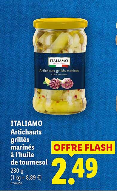 ITALIAMO Artichauts grillés marinés à l'huile de tournesol 280 g