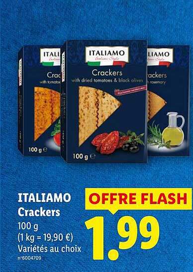 ITALIAMO Crackers 100 g (1 kg = 19,90 €) Variétés au choix