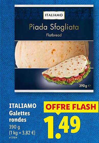 ITALIAMO Galettes rondes 390 g (1 kg = 3,82 €) n°21914