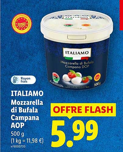 ITALIAMO Mozzarella di Bufala Campana AOP 500 g (1 kg = 11,98 €)