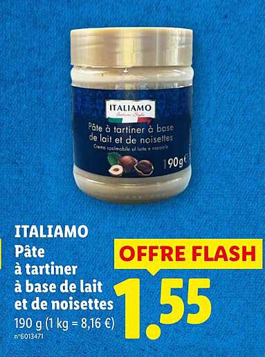 ITALIAMO Pâte à tartiner à base de lait et de noisettes 190 g (1 kg = 8,16 €)