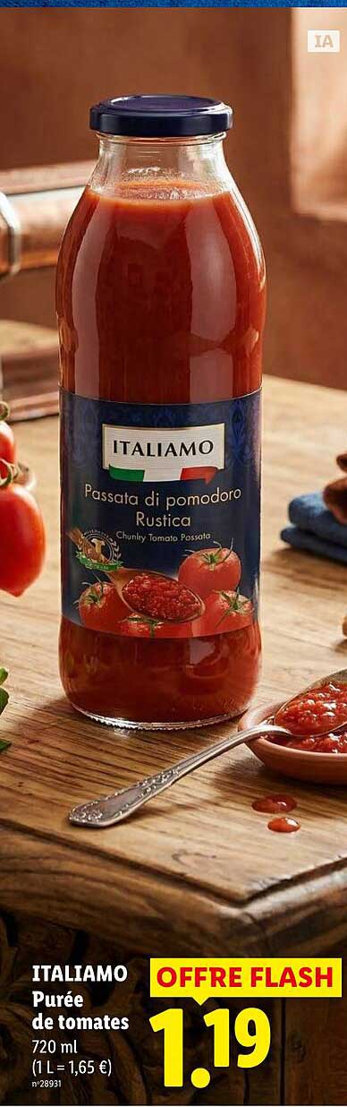 ITALIAMO Purée de tomates 720 ml (1 L = 1,65 €)