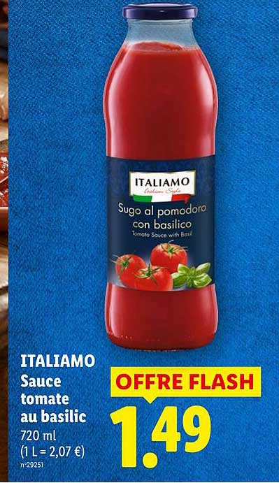 ITALIAMO Sauce tomate au basilic 720 ml (1 L = 2,07 €)
