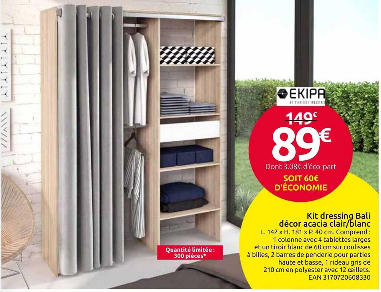 Kit dressing Bali décor acacia clair/blanc
