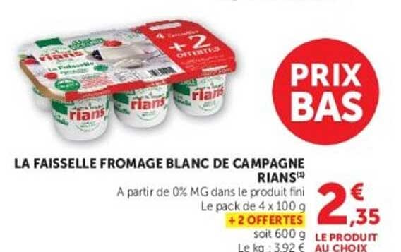 LA FAISSELLE FROMAGE BLANC DE CAMPAGNE RIANS