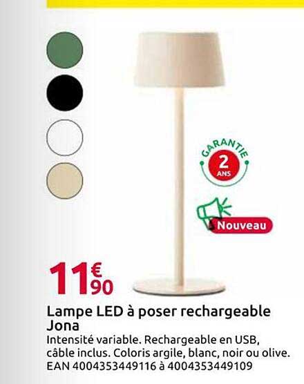 Lampe LED à poser rechargeable Jona