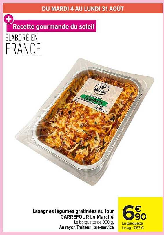Lasagnes légumes gratinées au four CARREFOUR Le Marché