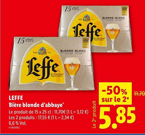 LEFFE Bière blonde d'abbaye*
