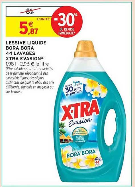 LESSIVE LIQUIDE BORA BORA 44 LAVAGES XTRA EVASION(b)