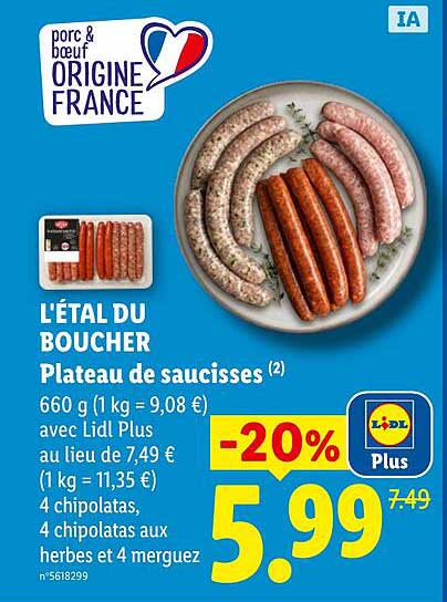 L'ÉTAL DU BOUCHER Plateau de saucisses