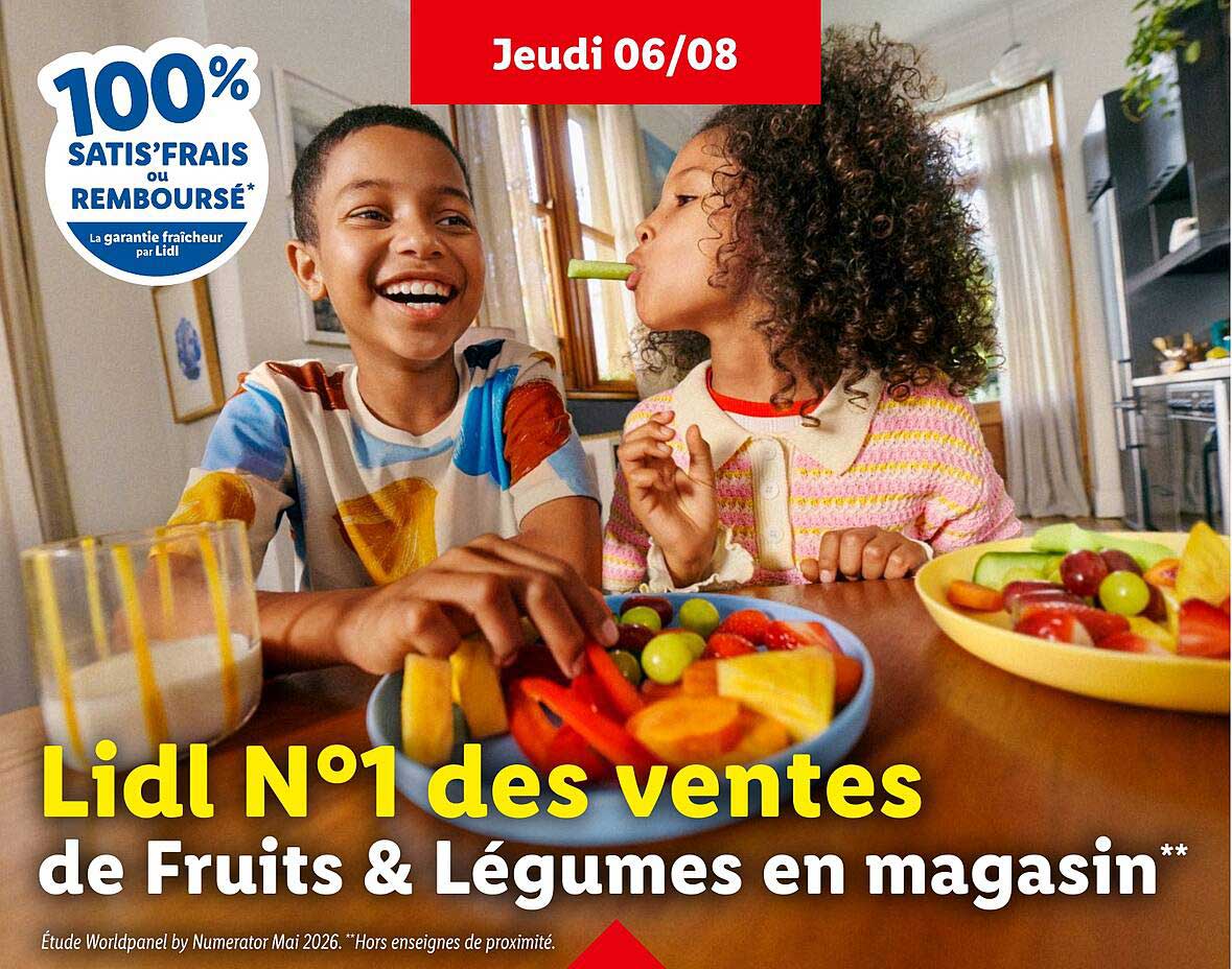 Lidl N°1 des ventes de Fruits & Légumes en magasin**