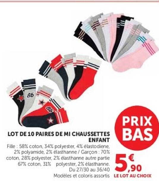 LOT DE 10 PAIRES DE MI CHAUSSETTES ENFANT