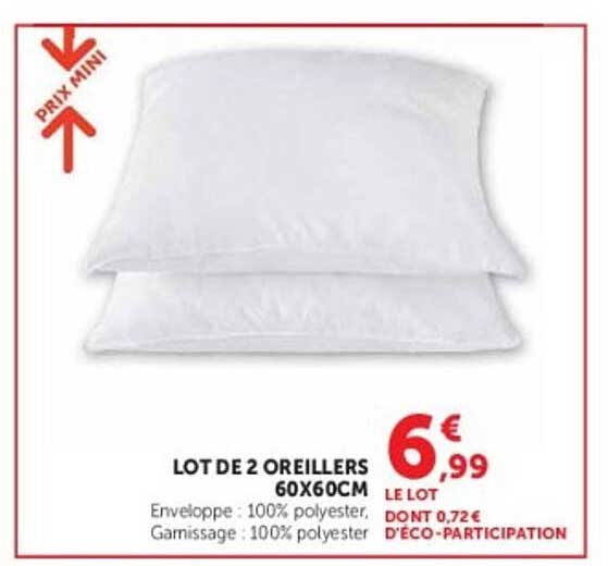 LOT DE 2 OREILLERS 60X60CM