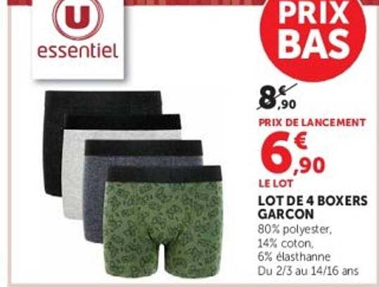 LOT DE 4 BOXERS GARCON
