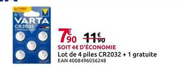 Lot de 4 piles CR2032 + 1 gratuite