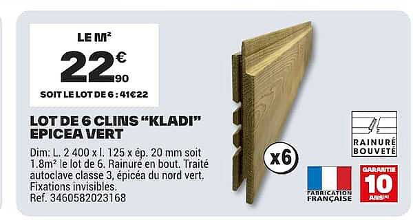 LOT DE 6 CLINS “KLADI” EPICEA VERT