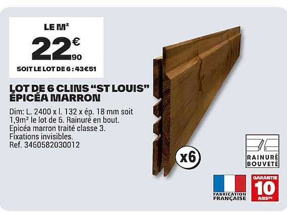 LOT DE 6 CLINS “ST LOUIS” ÉPICÉA MARRON