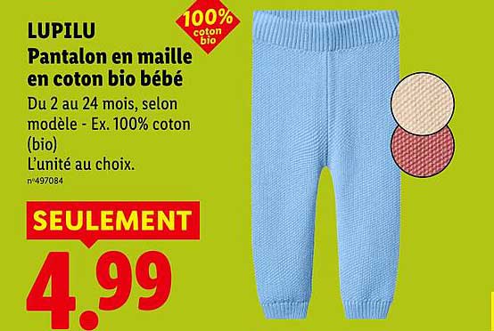 LUPILU Pantalon en maille en coton bio bébé