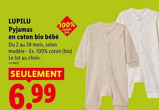 LUPILU Pyjamas en coton bio bébé