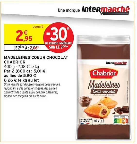 MADELEINES COEUR CHOCOLAT CHABRIOR