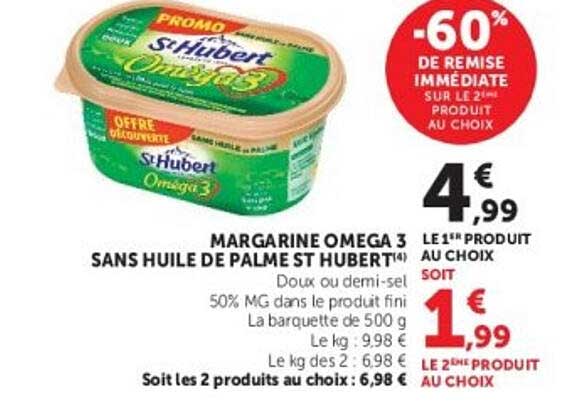 MARGARINE OMEGA 3 SANS HUILE DE PALME ST HUBERT¹⁴