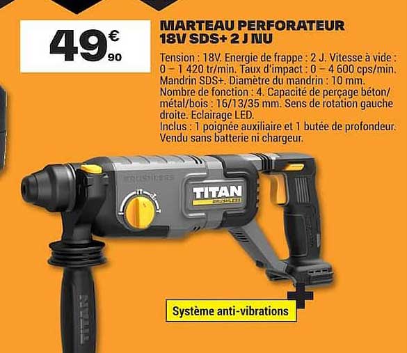 MARTEAU PERFORATEUR 18V SDS+ 2 J NU