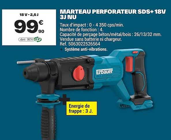 MARTEAU PERFORATEUR SDS+ 18V 3.1J