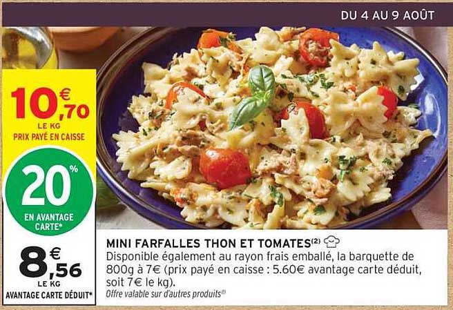 MINI FARFALLES THON ET TOMATES