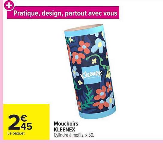 Mouchoirs KLEENEX Cylindré à motifs, x 50.