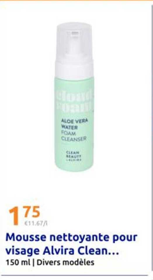 Mousse nettoyante pour visage Alvira Clean...