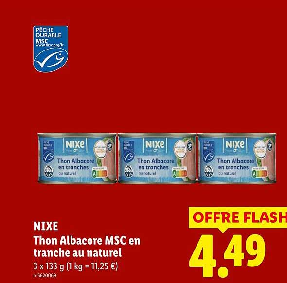 NIXE Thon Albacore MSC en tranche au naturel