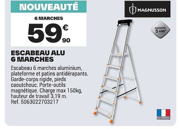 NOUVEAUTÉ 6 MARCHES ESCABEAU ALU 6 MARCHES