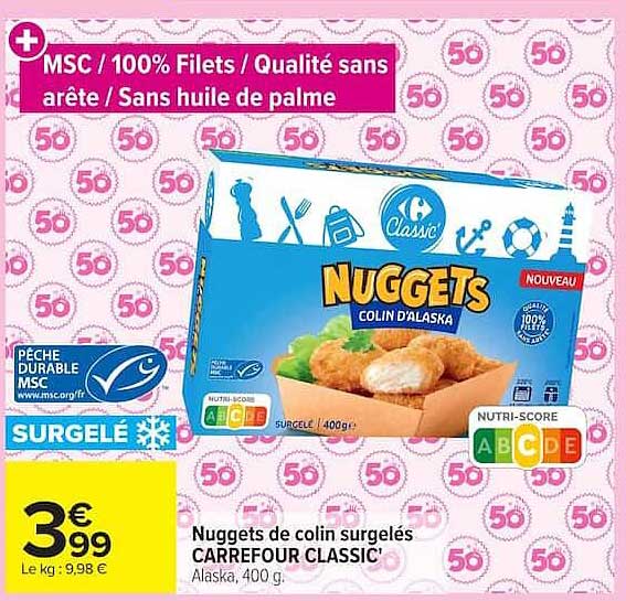Nuggets de colin surgelés CARREFOUR CLASSIC’