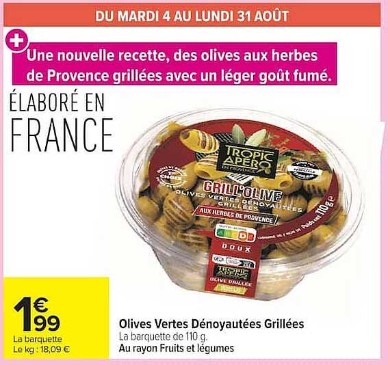 Olives Vertes Dénoyautées Grillées