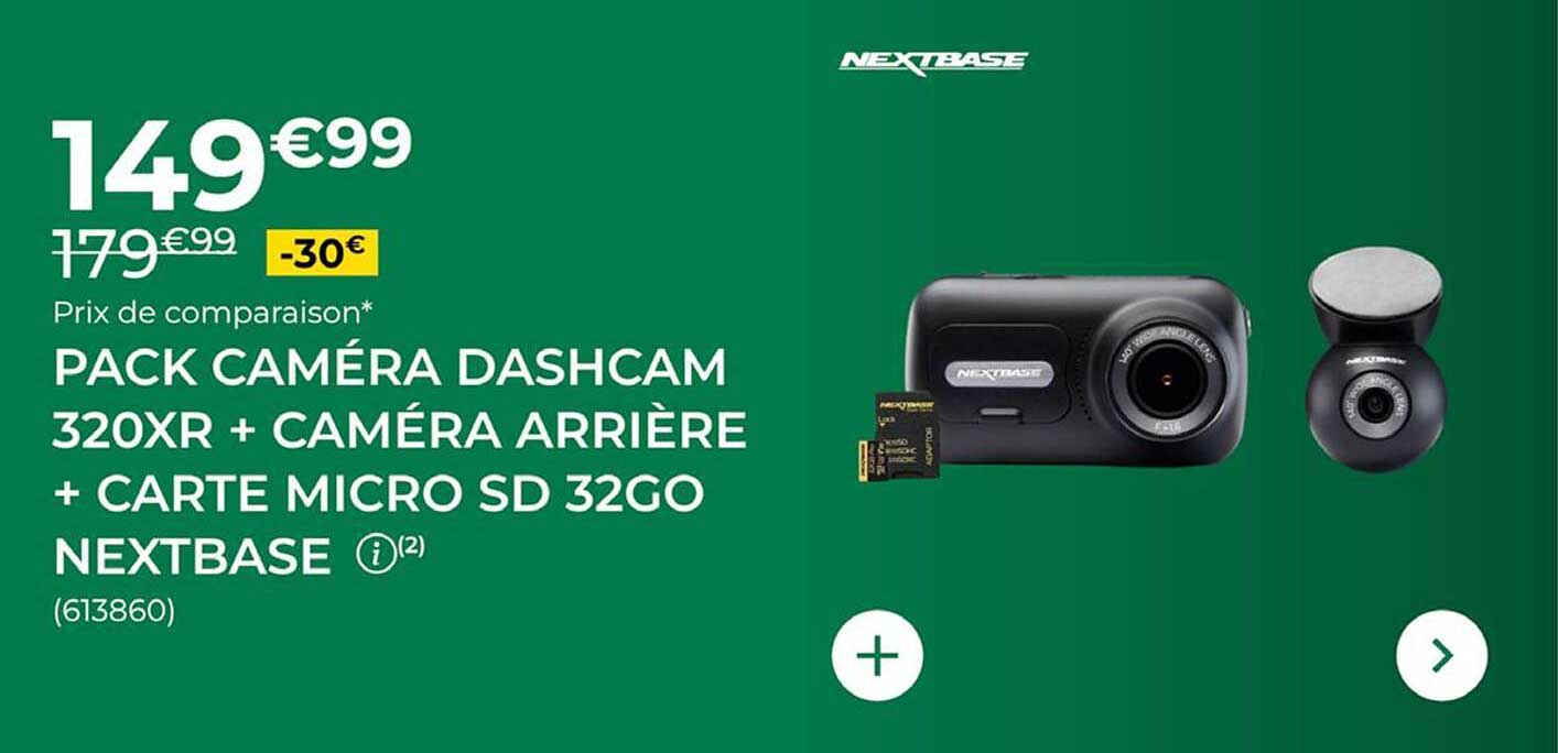 PACK CAMÉRA DASHCAM 320XR + CAMÉRA ARRIÈRE + CARTE MICRO SD 32GO NEXTBASE