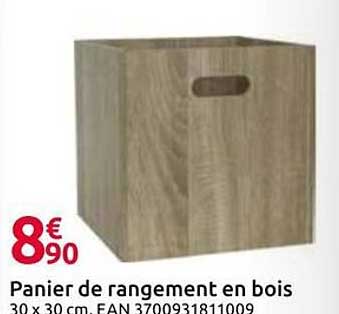 Paniers de rangement en bois 30 x 30 cm. EAN 3700931811009