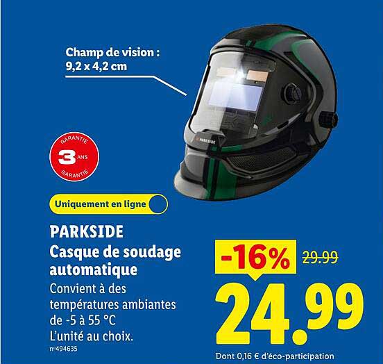 PARKSIDE Casque de soudage automatique