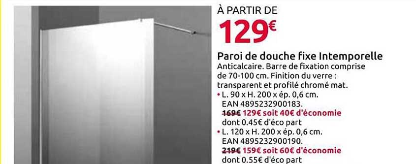 Paroi de douche fixe Intemporelle