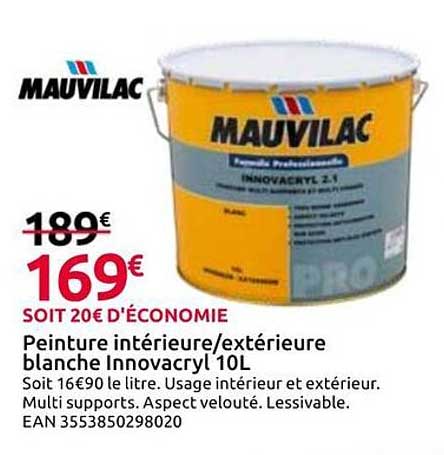 Peinture intérieure/extérieure blanche Innovacryl 10L